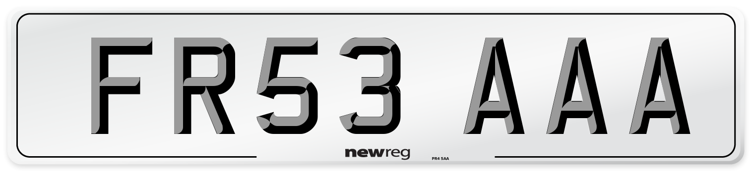 FR53 AAA Number Plate from New Reg
